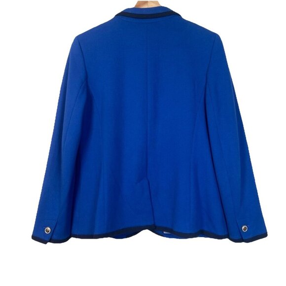 Talbots Aberdeen Pique Blue Blazer Size 12p Office Stretch Jacket Business - Picture 4 of 10